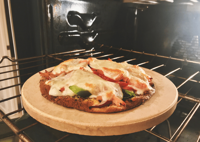 it's a pizza stone that has been preheated to cook excellent pizza